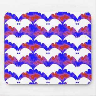 White Bats And Bows Blue Pink Mouse Mat
