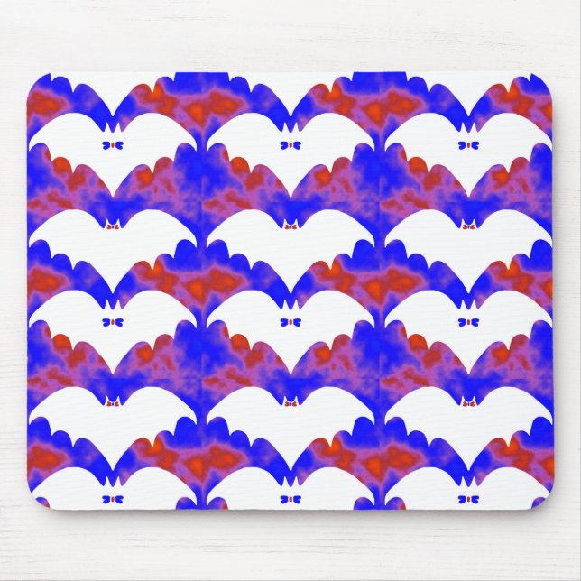 White Bats And Bows Blue Pink Mouse Mat (Front)
