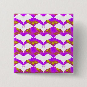 White Bats And Bows Pink Yellow 15 Cm Square Badge