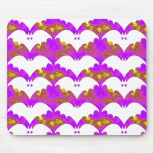 White Bats And Bows Pink Yellow Mouse Mat