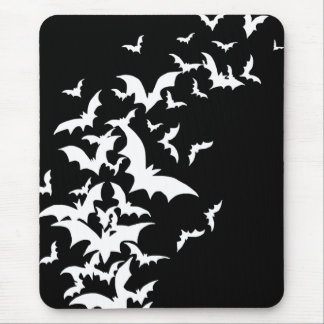 White Bats on Black Mouse Mat
