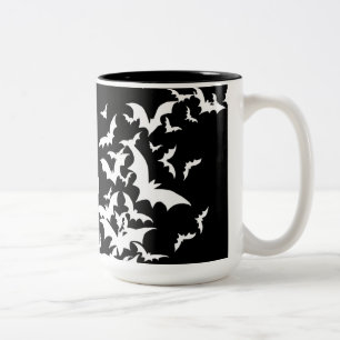 White Bats on Black Two-Tone Coffee Mug