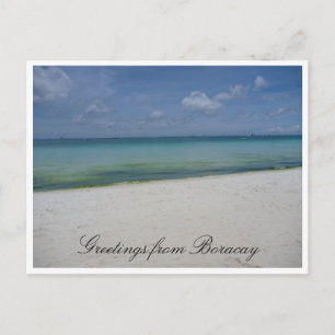 white beach greetings postcard