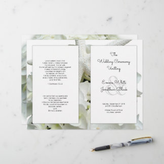 White Beach Theme Wedding Program