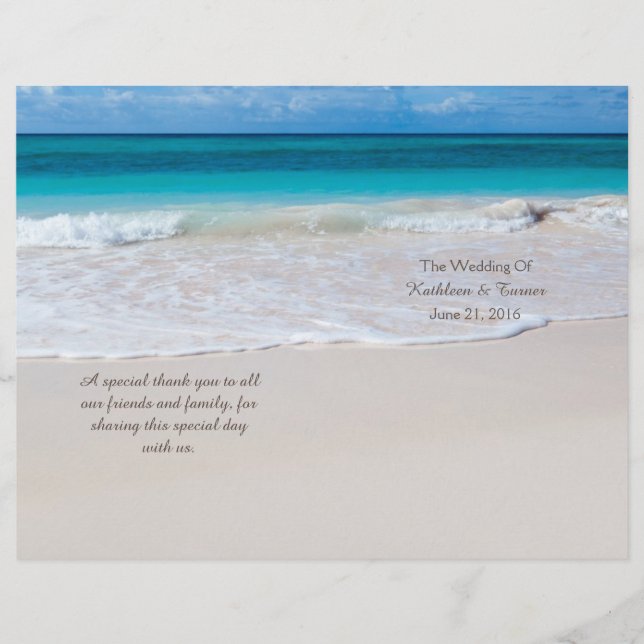 White Beach Wedding Program (Front)