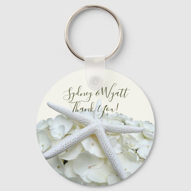 White Beach Wedding Starfish Favours Key Ring (Front)