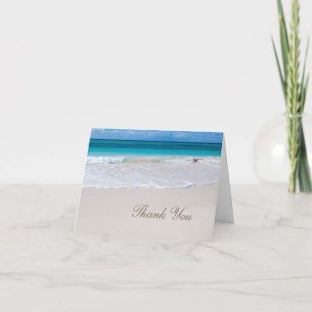 White Beach Wedding Thank You Note Card (Front)