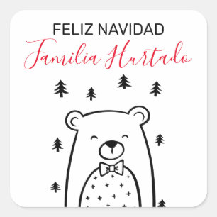 White Bear in Forest Holiday Square Sticker