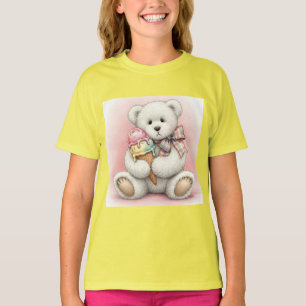 White Bear with Ice Cream by Natasha Us   T-Shirt