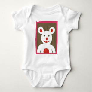 White Bear with Red Nose, Mouth, and Ears (Santa) Baby Bodysuit