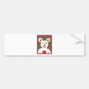 White Bear with Red Nose, Mouth, and Ears (Santa) Bumper Sticker