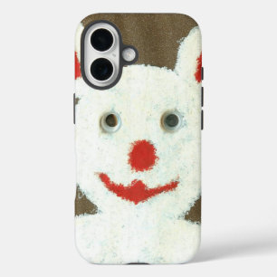 White Bear with Red Nose, Mouth, and Ears (Santa) iPhone 16 Case