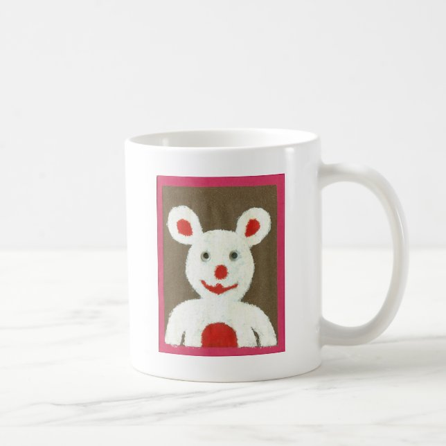 White Bear with Red Nose, Mouth, and Ears (Santa) Coffee Mug (Right)