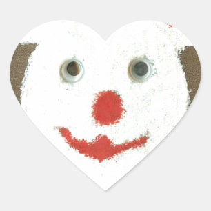 White Bear with Red Nose, Mouth, and Ears (Santa) Heart Sticker