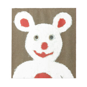 White Bear with Red Nose, Mouth, and Ears (Santa) Notepad