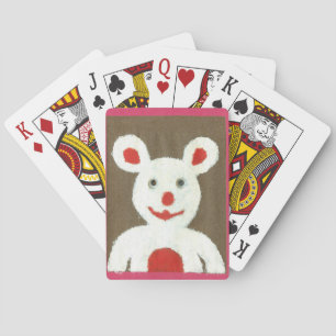 White Bear with Red Nose, Mouth, and Ears (Santa) Playing Cards