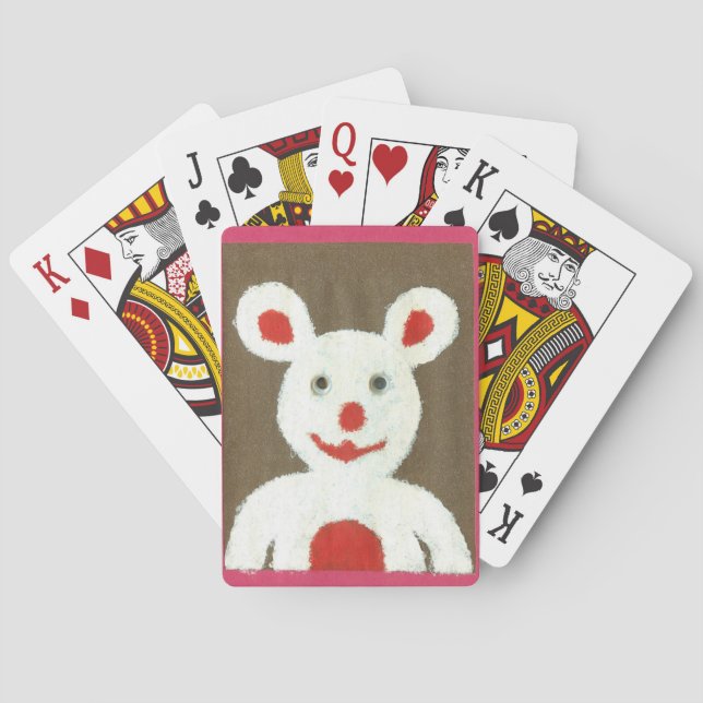 White Bear with Red Nose, Mouth, and Ears (Santa) Playing Cards (Back)