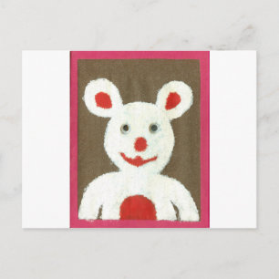 White Bear with Red Nose, Mouth, and Ears (Santa) Postcard