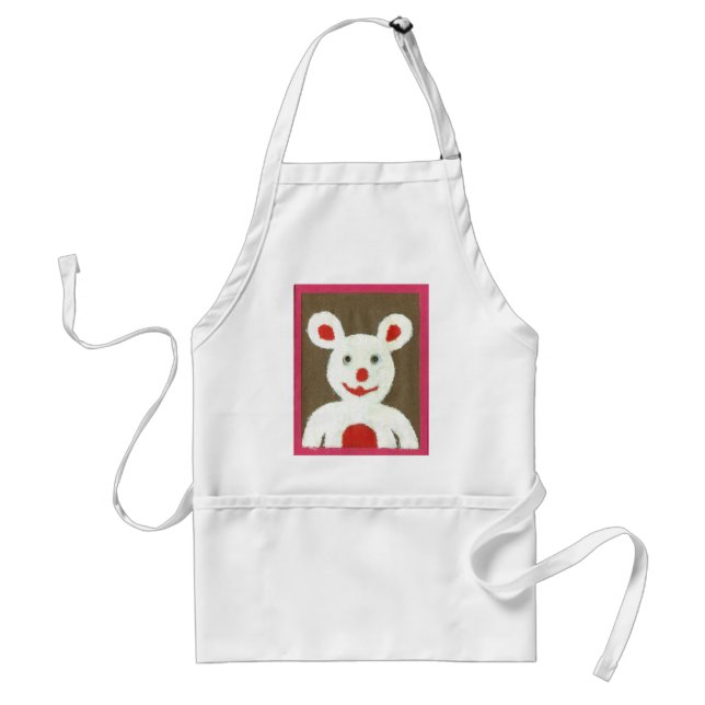White Bear with Red Nose, Mouth, and Ears (Santa) Standard Apron (Front)