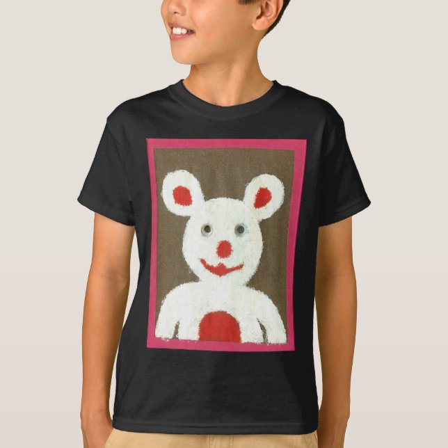 White Bear with Red Nose, Mouth, and Ears (Santa) T-Shirt (Front)