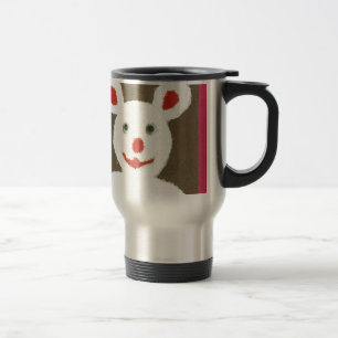 White Bear with Red Nose, Mouth, and Ears (Santa) Travel Mug