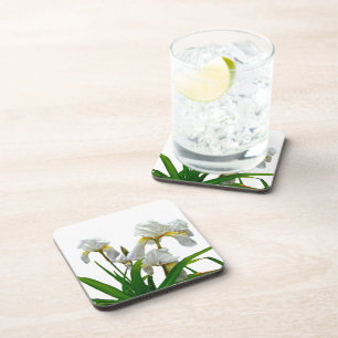 White Bearded Iris Blossoms Coaster