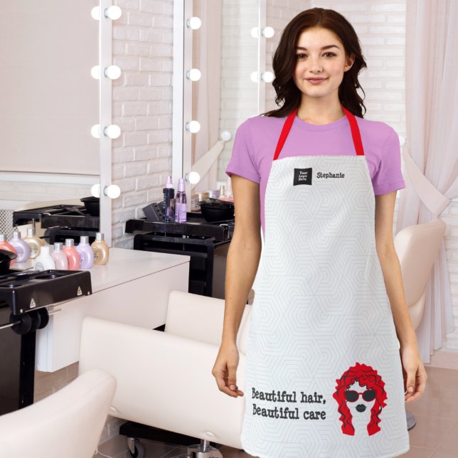 White Beauty Salon Hair Stylist Trendy Apron (Creator Uploaded)
