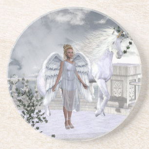 White Beauty Unicorn Angel Coaster