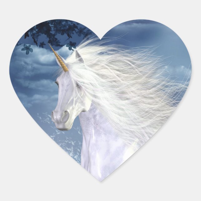White Beauty Unicorn Heart Sticker (Front)