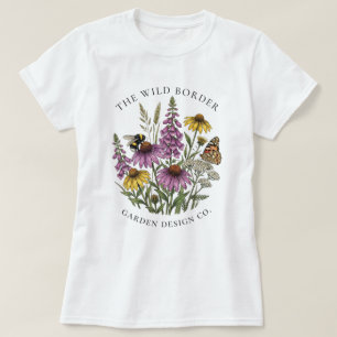 White Bee Friendly Flower Garden Designer Tshirt