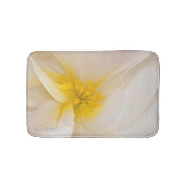 White Begonia Bath Mat (Front)