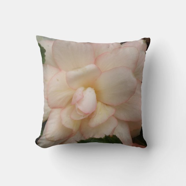 White Begonia Flower Pillow (Front)
