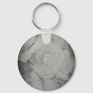White Begonia Key Ring