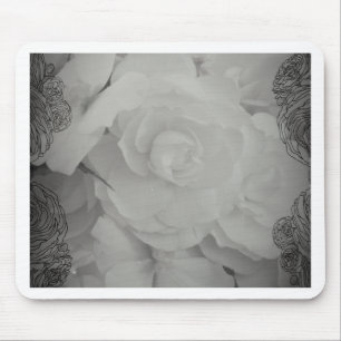 White Begonia Mouse Mat
