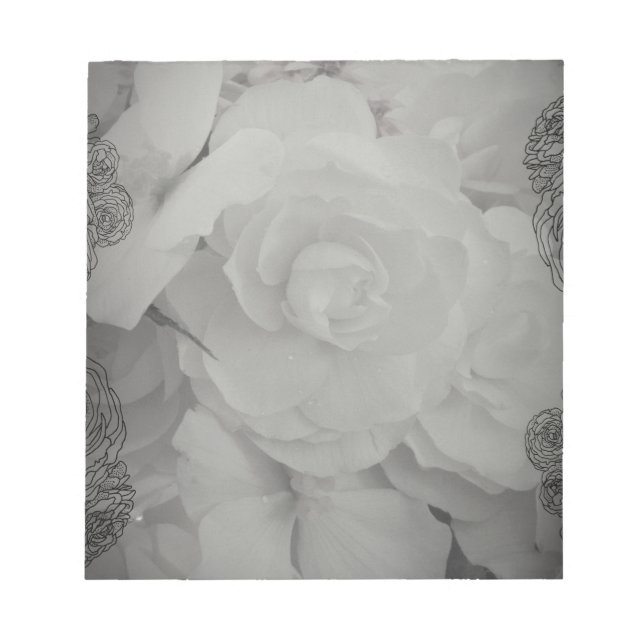 White Begonia Notepad (Front)
