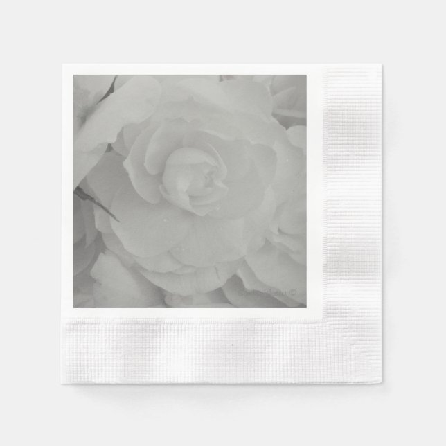 White Begonia Paper Napkins (Front)