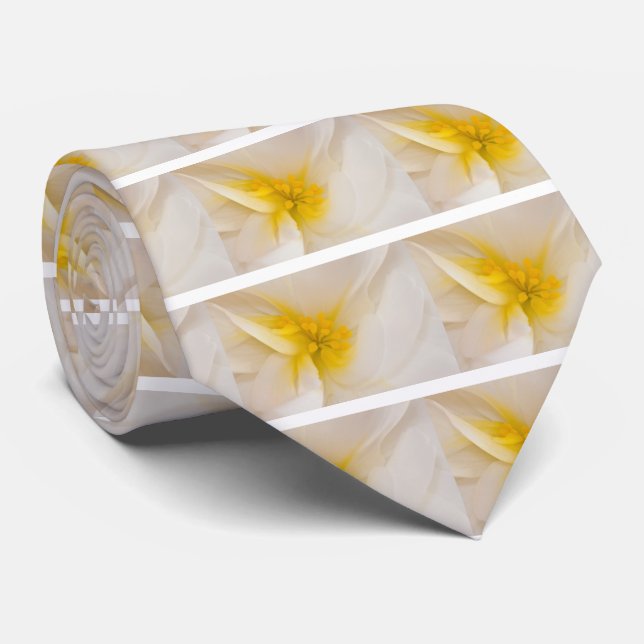 White Begonia Tie (Rolled)