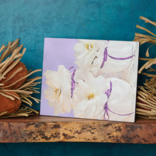 White Begonias Still Life Photo Plaque