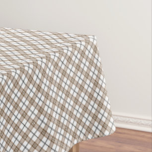 White beige black diagonal light chequered pattern tablecloth
