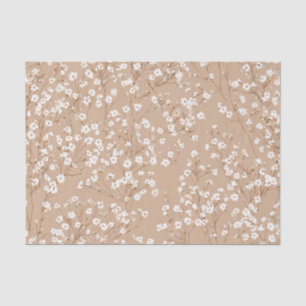 White Beige Ditsy Pastel Boho 70s Vintage Floral Tissue Paper