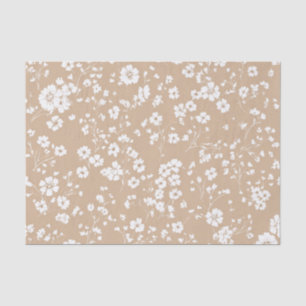 White Beige Ditsy Pastel Boho 70s Vintage Floral Tissue Paper