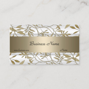 White Beige Floral Elegant Business Card 3