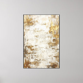 White, Beige & Gray Texture with Gold Abstract  Canvas Print