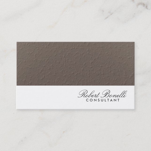 White Beige Plain Modern Consultant Business Card (Front)