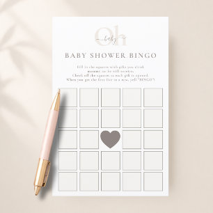 White Beige Simple Baby Neutral Shower Bingo Game