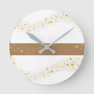 White & beige star wall clock. round clock