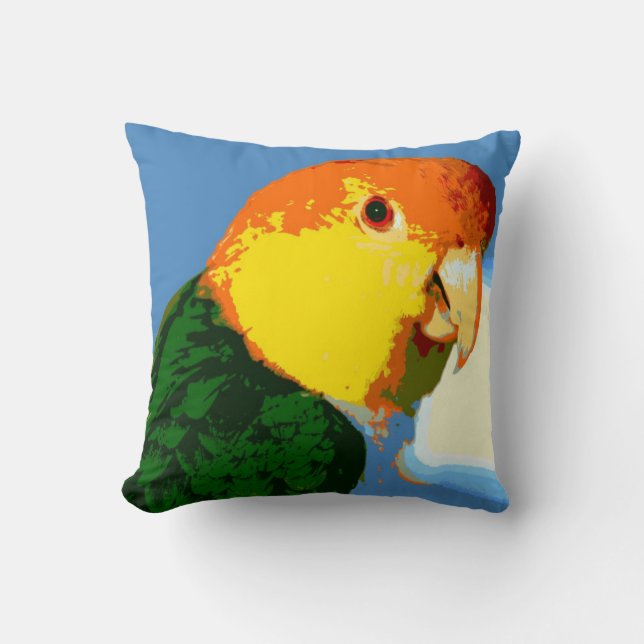White Bellied Caique Parrot Cushion (Front)