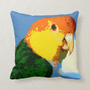 White Bellied Caique Parrot Cushion