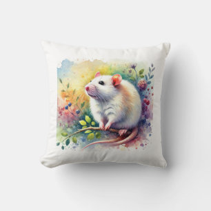 White Bellied Rat 300724AREF151 - Watercolor Cushion