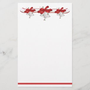 White Bells Red Ribbons Berries Stationery